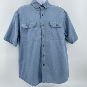Carhartt Shirt Men‎ L Workwear Short Sleeve Button Up Blue Chambray Cotton USA